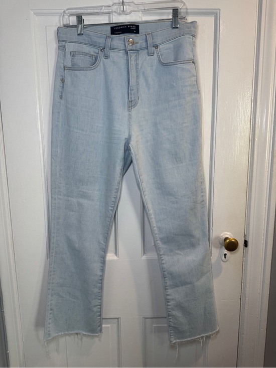 Veronica Beard Denim - Veronica Beard Pale Blue Cropped Straight-Leg Jeans